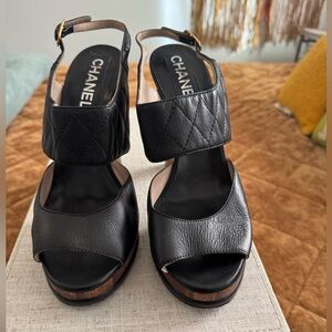 CHANEL Black Quilted Leather Heels